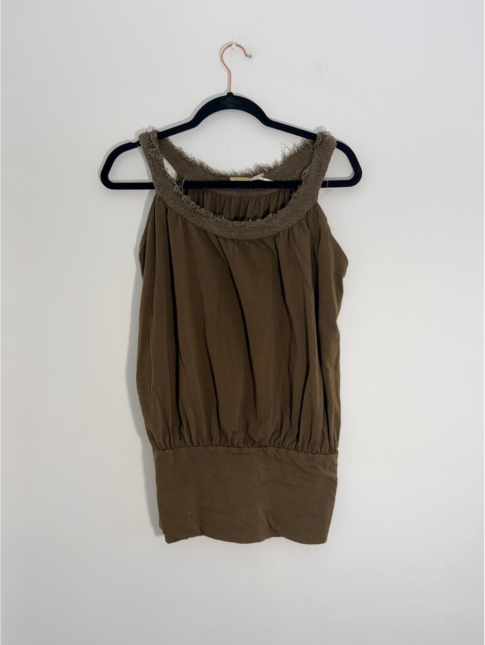 Max Studio Brown Sleeveless Smocked Halter Blouse Top Size S
